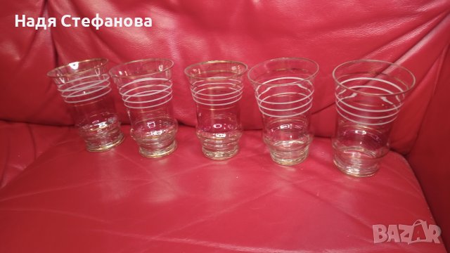 Разкошни водни чаши, калиево стъкло, 5 бр, снимка 5 - Чаши - 44191839