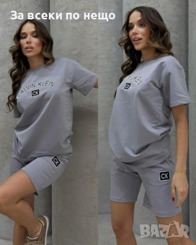 Calvin Klein Дамски Летен Комплект👚🩳Дамски Къс Екип Келвин Клайн - 6 Цвята Код A667, снимка 4 - Комплекти - 50669631