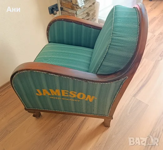 Кресло Jameson 2бр дърво текстил зелено, снимка 2 - Дивани и мека мебел - 55741559