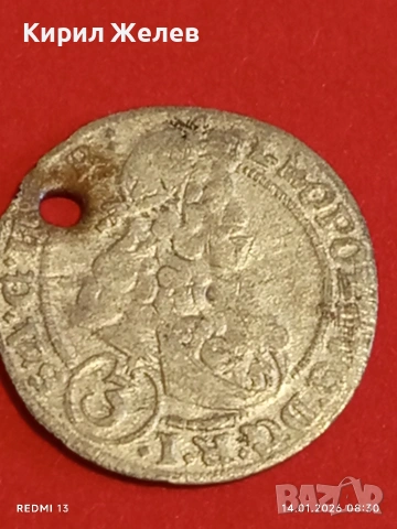 Сребърна монета 3 кройцера 1698г. Леополд първи Австрия уникат 53004, снимка 8 - Нумизматика и бонистика - 53092461
