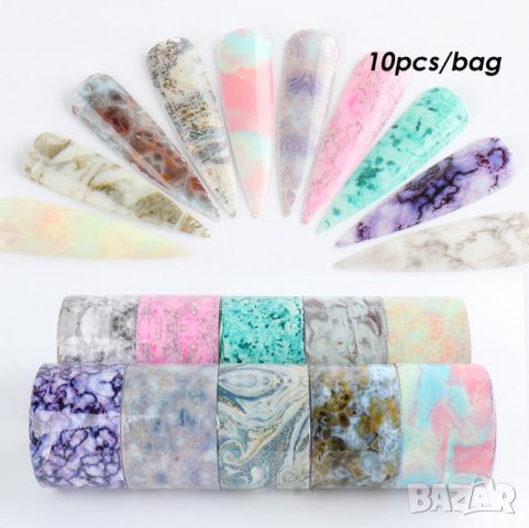 10 цвята комплект фолио за маникюр Т03