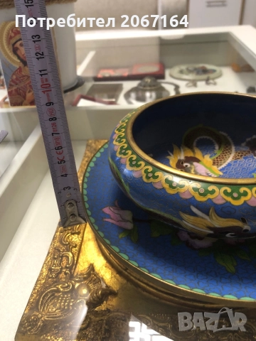 Клоазоне чиния с купа, снимка 14 - Антикварни и старинни предмети - 51801474