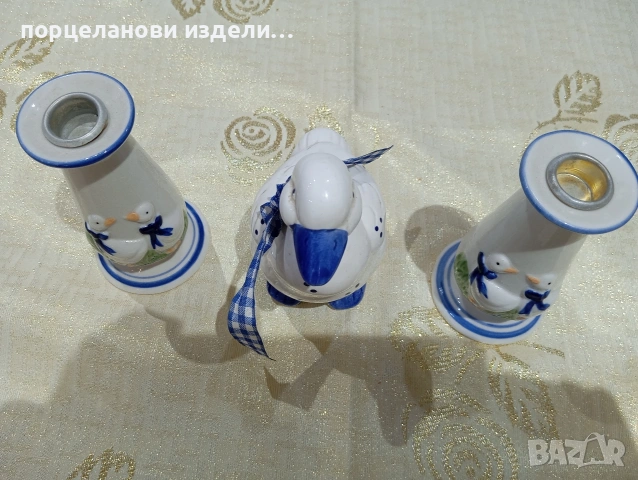 порцеланов прекрасен сет свещници с фигура на пате , снимка 5 - Колекции - 54010683