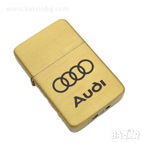Луксозен комплект Ауди – Запалка с джет пламък и кожен ключодържател, златист метал, снимка 3 - Подаръци за рожден ден - 51641540
