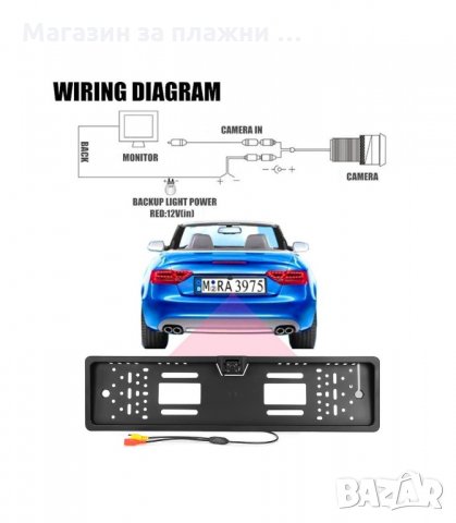 КАМЕРА ЗА ЗАДНО ВИЖДАНЕ СЪС СТОЙКА РАМКА ЗА РЕГ.НОМЕР - код 2675, снимка 8 - Аксесоари и консумативи - 33926881