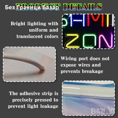 Нова Led 32 см Gaming Zone неонова лампа USB декор за геймъри стая дом, снимка 3 - Лед осветление - 52469985