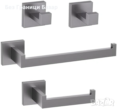 Нов Комплект аксесоари за баня 4 части неръждаема стомана 304 Поставка за хартия кърпа куки