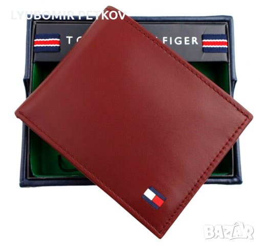 Нов Tommy Hilfiger Мъжки Кожен Червен Портфейл Портмоне, снимка 2 - Портфейли, портмонета - 31608878