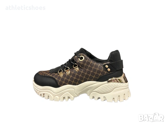 Дамски маратонки на платформа в кафяво, снимка 3 - Маратонки - 24300526