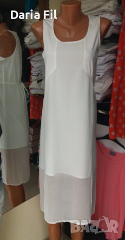 Дълга бяла рокля - тюл с подплата