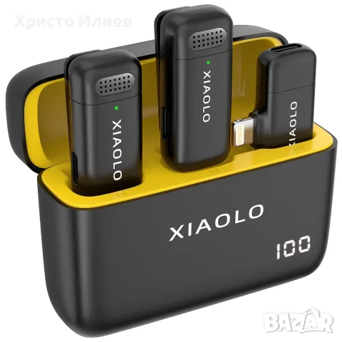 Безжичен микрофон за iPhone с шумопотискане и калъф за зареждане