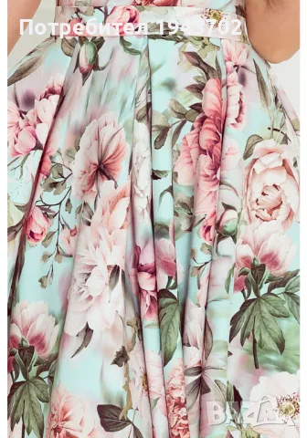 Официална рокля без ръкав с флорален принт 478-1 Numoco, снимка 5 - Рокли - 47721011