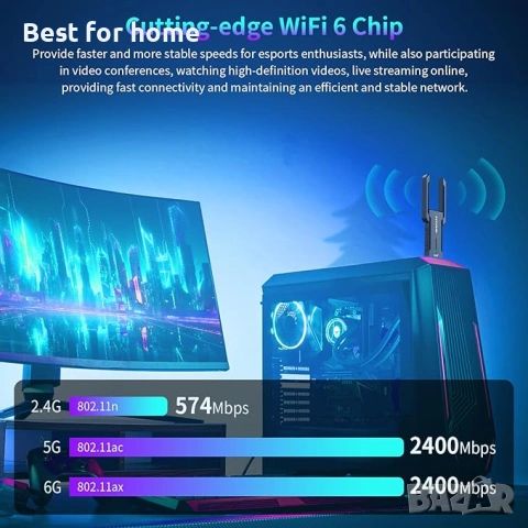 NEWFAST 5400Mbps трибандов USB 3.0 WiFi 6E рутер, снимка 4 - Мрежови адаптери - 53932936