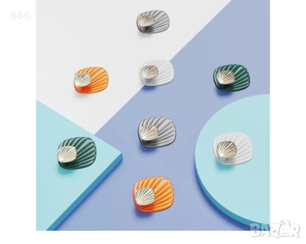 Комплект от 4 цветни самозалепващи кукички за кърпи с черупки, без пробиване, за баня, кухня и др, снимка 6 - Други стоки за дома - 53036742