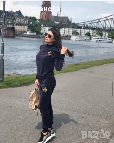 Wow Нов плюшен син  дамски комплект костюм  сет комплект от две части