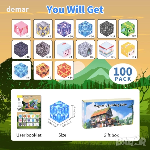 Магнитни строителни блокчета Minecraft за деца, 3+ години, снимка 4 - Образователни игри - 52679490