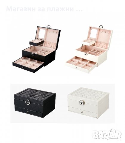 ЛУКСОЗНА КОЖЕНА КУТИЯ ЗА БИЖУТА НА 2 НИВА С КЛЮЧАЛКА - КОД 2755, снимка 2 - Подаръци за жени - 34206563