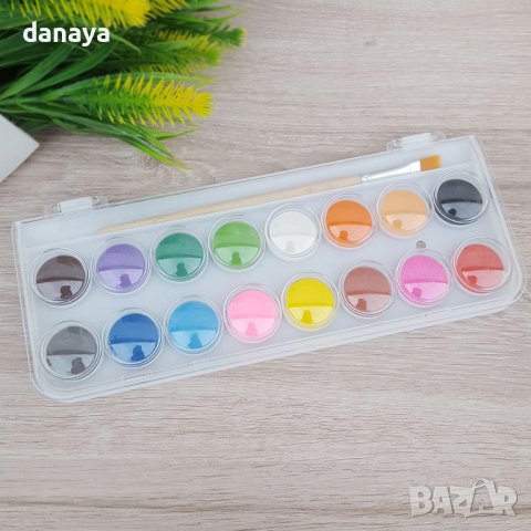 3009 Водни бои за рисуване с четка, 16 цвята, снимка 4 - Ученически пособия, канцеларски материали - 37781563