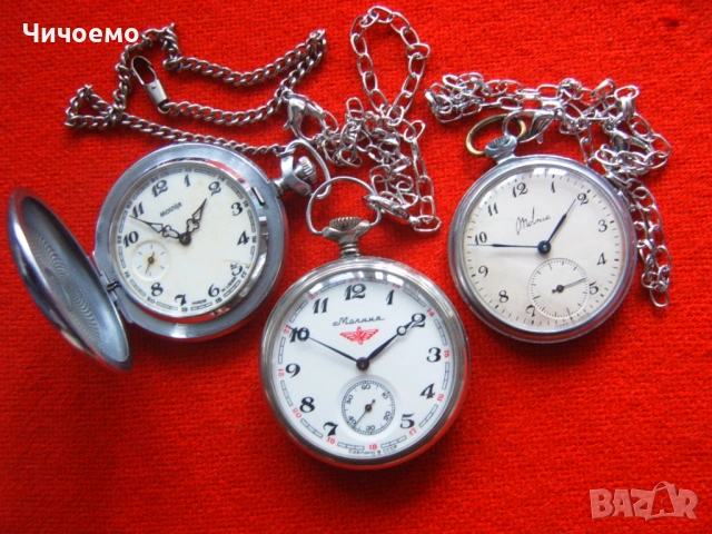 Стари оригинални механични джобни часовници Молния СССР, снимка 2 - Антикварни и старинни предмети - 52248666