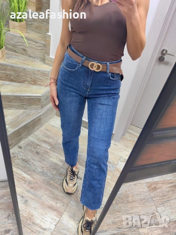 Дънки с прав крачол и колан, снимка 5 - Дънки - 52704958
