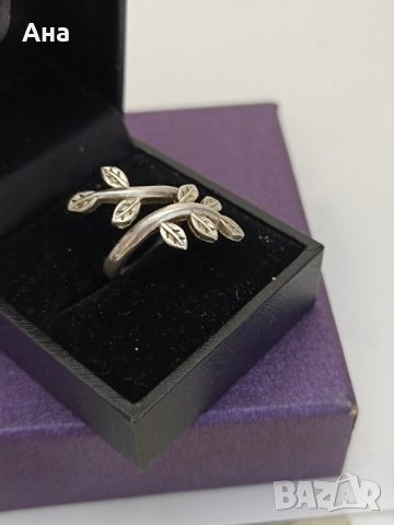 Красив сребърен пръстен с листа #СЖ9, снимка 2 - Пръстени - 44404332