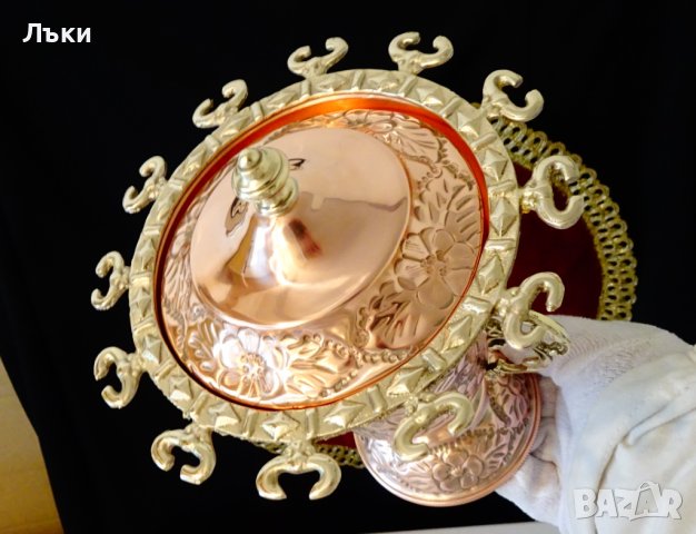 Медна захарница и лъжичник,поставка за прибори., снимка 4 - Антикварни и старинни предмети - 38585739