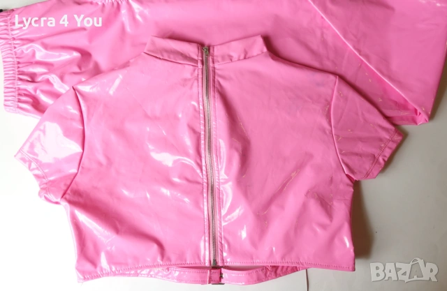 iEFiEL M комплект от две части лачен клин с отвор и къса блузка в розов цвят, снимка 9 - Комплекти - 54210148