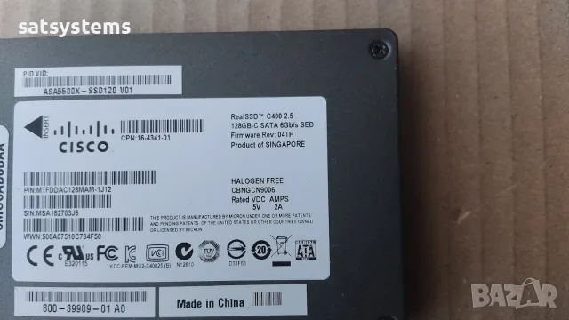 SSD Cisco C400-MTFDDAC128MAM 128GB-C SATA 6.0Gb/s, снимка 3 - Твърди дискове - 56169280