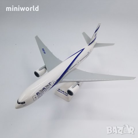 самолет Boeing 777-200 EL AL Israel Airlines 4X-ECC Pacmin - мащаб 1:100 (32 см.) пластмасов модел, снимка 6 - Колекции - 32110733