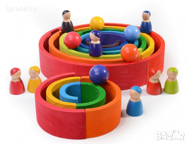 ПРОМО! Голям Дървен сет GRIMM'S + ДОПЪЛНЕНИЕ СРЕДНО ГОЛЯМА ДЪГА С ТОПКИ, снимка 2 - Образователни игри - 30584767