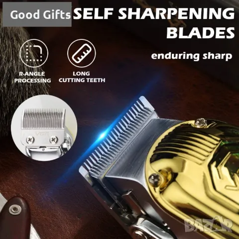 VGR V-672 Професионална машинка за подстригване, златиста, 2000mAh, LED дисплей, снимка 7 - Машинки за подстригване - 50388858