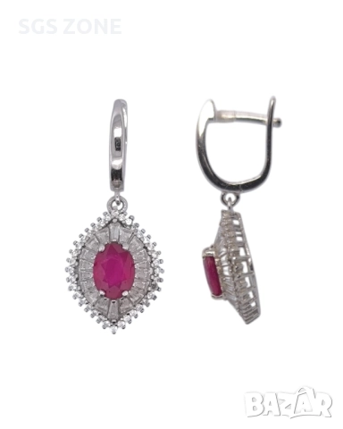 СРЕБЪРНИ ОБЕЦИ С РОЗОВ ТОПАЗ от Таиланд , снимка 3 - Обеци - 52296154