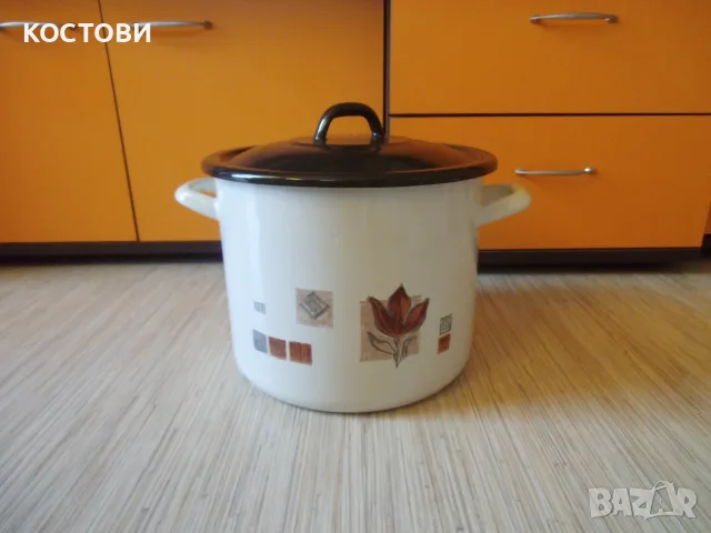 Емайлирана тенджера с капак, снимка 6 - Съдове за готвене - 56413936
