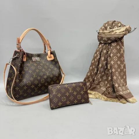 дамски комплекти чанта, шал и портмоне louis vuitton , снимка 1 - Чанти - 48341149