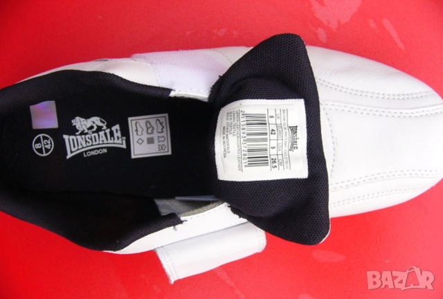 НОВИ Оригинал LONSDALE Мъжки Кожени МАРАТОНКИ № EU 42 Спортни Обувки Сникърси с Велкро Лента БАРТЕР, снимка 2 - Маратонки - 52179414