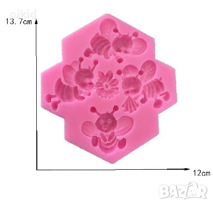 4 красиви пчели пчела пчеличка силиконов молд форма фондан декор, снимка 4 - Форми - 37900835