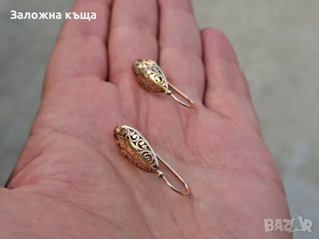 Стари златни обеци - 3,51 гр. / 585 / 14К, снимка 3 - Обеци - 56105941