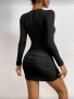 Нова къса черна рокля с дълъг ръкав, снимка 2