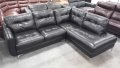 Черен кожен ъглов диван - естествена кожа, снимка 1 - Дивани и мека мебел - 40284648