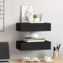 vidaXL Стенни рафтове с чекмеджета, 2 бр, черни, 40x23,5x10 см, МДФ, снимка 3
