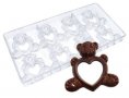 8 бр мече мечета рамка сърце Свети Валентин пластмасова форма Поликарбонатна отливка калъп Шоколад, снимка 1 - Форми - 39069425