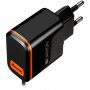 Зарядно за телефон таблет CANYON CNE-CHA042BO, 240V 2.1A, Черно + 1m кабел USB към USB Type C, снимка 1