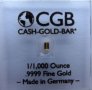 Немско Златно кюлче 1/1000 oz, снимка 1 - Колекции - 35362466