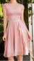 Дамска официална розова рокля от шифон и дантела, снимка 1 - Рокли - 40717215