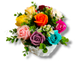 Букет от ароматни сапунени рози в ръчно изработена бяла кашпа Подходящ подарък за всеки повод 