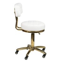 Козметичен стол - табуретка с облегалка Gold AM-961 49/63 см - бяла/черна, снимка 3 - Друго оборудване - 44145320