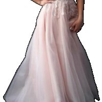 Бална рокля в цвят розова пудра, с перли и нежни цветя по корсета, снимка 3 - Рокли - 44244685