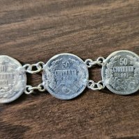 Стара сребърна гривна от монети , снимка 5 - Други ценни предмети - 39063633