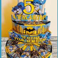 Картонена торта Батман,покани за рожден ден,банери за стена,свирки и др., снимка 1 - Други - 39463099