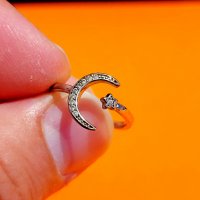 стар красив дамски сребърен пръстен с полумесецът и звездата, турски пръстен, османски пръс, снимка 2 - Пръстени - 36844849